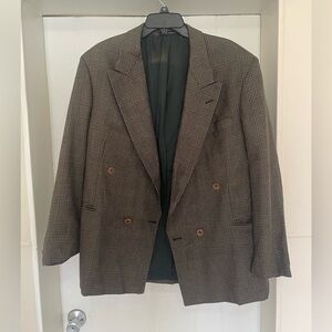 Cavelli Disegno Classic Men's Brown Glen Plaid Double-Breasted Blazer